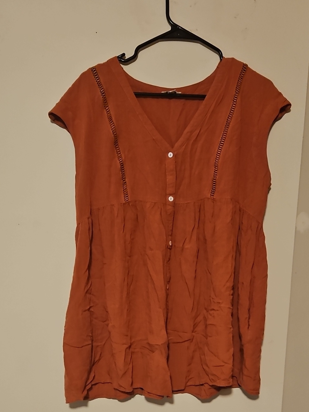 Umgee Rust Button-Front V-Neck Tunic